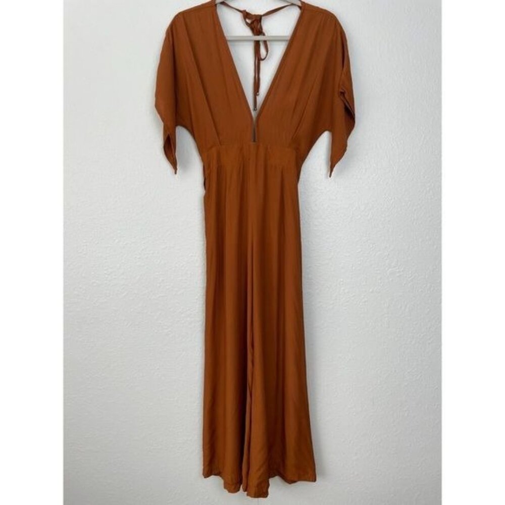Faithfull The Brand Cedric crop jumpsuit burnt orange 2 - Picture 3 of 15